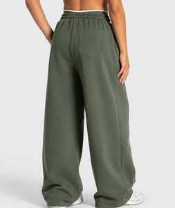 Pantalon de jogging décontracté surdimensionné pour garçon, personnalisé, vert kaki avec ligne contrastante, en molleton premium, pour enfant (OEM) - Product Image 3