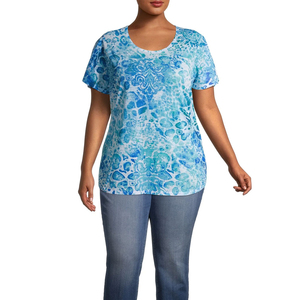 T-shirt femme anti-rides à imprimé intégral de haute qualité, sublimation, 100% polyester, léger, coupe ajustée - Product Image 1