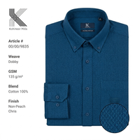 Kemeja Pria 100% Katun 135GSM Tenun Dobby Bertekstur Lengan Panjang Produsen OEM ODM Pemasok Pakaian Kustom Grosir