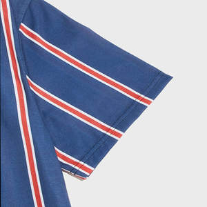 Camiseta Formal de Verano para Hombre, Corte Ajustado, a Rayas, Cuello Redondo, Antiarrugas, Manga Corta, de Seda/Algodón, Teñida, Estilo Urbano - Product Image 3