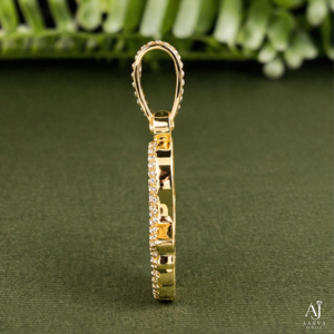 Colgante de Mano de Hamsa Chapado en Oro y Plata con Moissanita, Amuleto Hiphop, Corte Brillante Redondo, Joyería Religiosa Unisex - Product Image 5