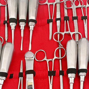 Ensemble de 22 instruments chirurgicaux dentaires professionnels en acier inoxydable de classe I pour extraction, avec étui de transport rouge flottant - Product Image 2