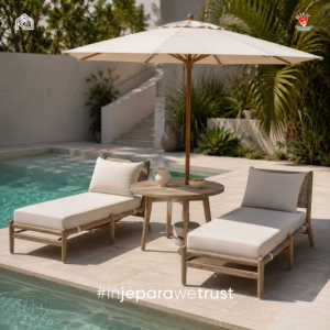 Premium Indonesian Teak Wood Sun Lounger Elegant Weatherproof Outdoor Pool Resort <b>Sunbed</b> Cushion Daybed Jepara - Product Image 1
