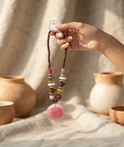 Collier en macramé fait main avec pendentif personnalisé en forme de corne d'animal, cordon ajustable couleur turquoise, pour la guérison et la Thanksgiving - Product Image 5