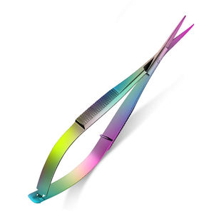 Stainless Steel Scissors with Curved Tip Blade Eyelash Eyebrow Micro Spring Scissors - Product Image 1