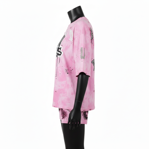 2026 New Women Premium Cotton Terry T Shirt Booty Short <b>Set</b> 240 GSM Soft <b>Tie</b> Dye Fabric Custom Puff Print Logo Women's <b>Sets</b> - Product Image 4