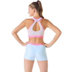 Costume de scène personnalisé pour femmes avec strass, haut court et short, vêtements de danse extensibles scintillants pour cheerleading et gymnastique - Product Image 2