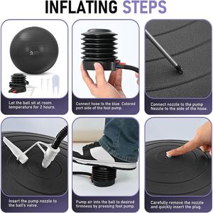 Ballon de gym 4 tailles pour fitness, yoga et thérapie physique (grossesse) – Pompe rapide incluse – Idéal pour les séances de yoga et de Pilates - Product Image 3