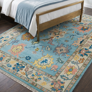 Alfombra de Lana Anudada a Mano Multicolor de Primera Calidad, Diseño Clásico de Pelo Plano con Borde Floral Tradicional para Sala de Estar, Decoración del Hogar - Product Image 2
