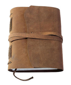 Carnet en cuir brun rigide avec 3 rabats de fermeture, 150 feuilles, avec carte, poème de voyage imprimé à l'intérieur, carnet en cuir - Product Image 1