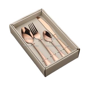 Cocina de lujo Viaje Oro Rosa Cuchara Tenedor Acero inoxidable Restaurante Metal Oro Rosa Cubiertos de metal sólido Se - Product Image 1