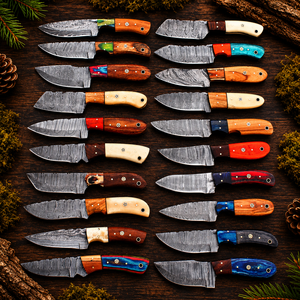 Cuchillo de Caza Damasco Personalizado Hecho a Mano, Hoja Fija, Punta Caída, Cuchillo de Supervivencia y Camping, Mango de Madera Exótica, 0.5mm de Grosor, OEM ODM - Product Image 1