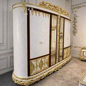 Juego de Dormitorio de Lujo Estilo Real Francés Clásico de Caoba Sólida para Hotel con Cama King, Armario, Cómoda y Mesa - Diseño Antiguo Europeo - Product Image 4