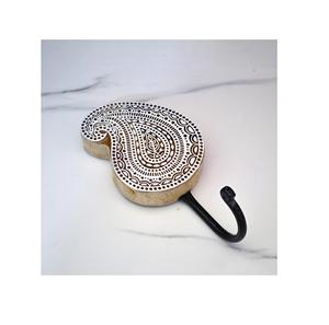 Wooden Block Print <b>Key</b> Holder with <b>Hooks</b> for <b>Wall</b> Decorative <b>Wall</b> Mounted <b>Key</b> Chain Holder for Home Decor - Product Image 1