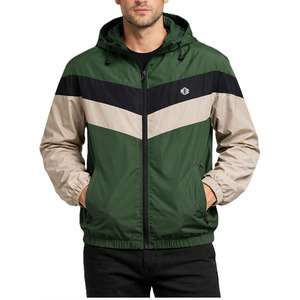 Veste coupe-vent légère en nylon imperméable et coupe-vent, avec logo personnalisé, patchwork, fermeture éclair et blocs de couleur, pour homme - Product Image 4