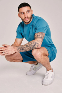 Trendy Men Summer Set Short <b>TShirt</b> <b>Polyester</b>/Cotton Knitted Soft Lightweight Quick-drying Breathable High Street Casual Outfit - Product Image 6