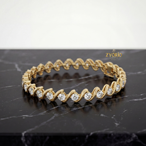 Pulsera de Cadena con Eslabones de Plata 925, Diseño Clásico y Elegante de Ondas, Diamante Cultivado en Laboratorio, Lujosa y Brillante, para Mujer, Ideal para Fiestas, Aniversarios y Bodas - Product Image 3