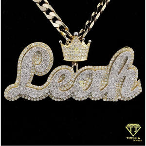 Luxury <b>Custom</b> Double Layer Letter Pendant Personalized <b>Name</b> <b>Necklace</b> Hip Hop Jewelry with Moissanite 925 Silver - Product Image 3