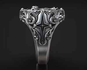 Bindi Jewels 925 Sterling Silver <b>Black</b> Oxidized Aquarius Zodiac Gothic Moissanite Bezel Set Unisex <b>Ring</b> - Product Image 2
