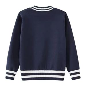 New Spring Autumn Unisex Children's High School 100% Cotton Knitted Cardigan Contrast Casual Top Buttoned Sweater <b>Long</b> Sleeve - Product Image 2