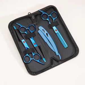 Ensemble de ciseaux de coiffure professionnels pour droitiers en acier inoxydable, finition dorée, légers, réutilisables, étui noir pour cheveux - Product Image 2