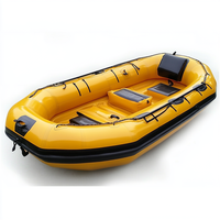 Perahu Ponton Olahraga Tiup Listrik PVC Kuning Kecil 13x0.9m 2 Orang Tahan Lama Ramah Lingkungan Ringan Lipat Stabil