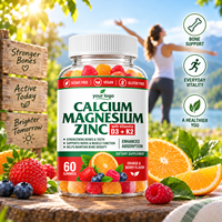 Gummies Calcium Magnésium Zinc D3 K2 60 unités Soutien Osseux Musculaire et Nerveux Végétalien Sans Gluten Marque Privée OEM ODM