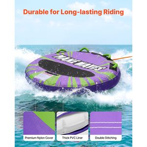 Tubi Gonfiabili per 2 Persone, Capacità 340 libbre, Tubi Trainabili in PVC per Sport Acquatici, Accessorio per Barche - Product Image 3