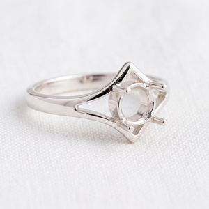 Bague semi-montée carrée en argent sterling 925, prête à l'emploi, pour pierres précieuses de 5mm à 18mm, composant de bijoux en or 18K - Product Image 1