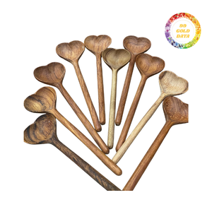 Cuchara de madera hecha a mano con tallado de hojas y flores, material ecológico, ideal para tiendas de regalos, venta al por mayor. - Product Image 4