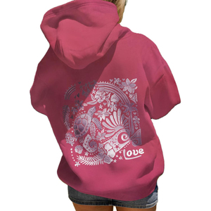 Sudadera con Capucha Oversize Estampada Sunshine, de Felpa, Casual, Unisex, Color Granate, con Bolsillos, para Otoño - Product Image 5