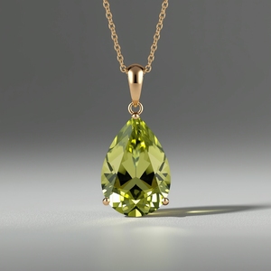 14K <b>Solid</b> <b>Gold</b> Pear Shape Gemstone <b>Pendant</b> Necklace Fine Jewelry Modern Elegant for Certified VVS1 Clarity Luxury for Women - Product Image 3