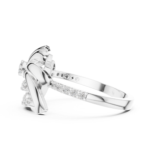 Anillo de Diamantes Floral de Lujo con Diseño de Molinillo para Mujer |   Diseño de Ventilador en Espiral |   Engaste Micro Pavé |   Anillo de Moissanita |   Plata 925 - Product Image 3