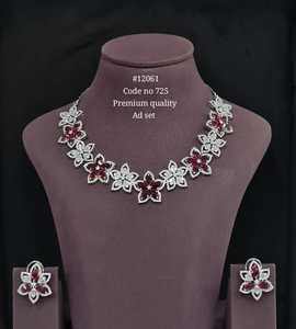 Collier floral en zircon cubique 12061, plaqué rhodium, collier statement fleuri, bijoux pour mariage, fête, femme - Product Image 2