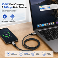 Cable de Datos LUNGKAY Personalizado USB3.1 Gen2 100W 20Gbps con Trenzado de Nailon, Carga Rápida 5A, Thunderbolt 4 USB Tipo-C, Longitud Personalizada para Computadora
