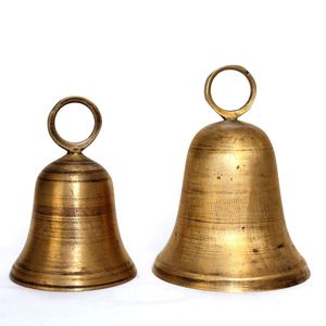 Ensemble de clochettes en métal au design moderne, 3 clochettes harmonieuses pour arbre de Noël, écologiques, faites à la main, décoration rustique pour la maison, fournisseur de clochettes suspendues - Product Image 1