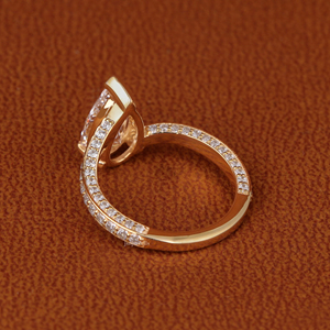 Bague de fiançailles en diamant de laboratoire taille poire 3 carats, or jaune 14K 18K, pavé, pour femme - Product Image 5