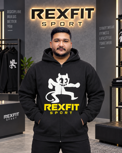 Sudadera con capucha negra para hombre con cremallera completa, estampado de diablo de dibujos animados, forro polar grueso, chaqueta de estilo urbano, 100% algodón, invierno, personalizada, OEM, al por mayor - Product Image 1
