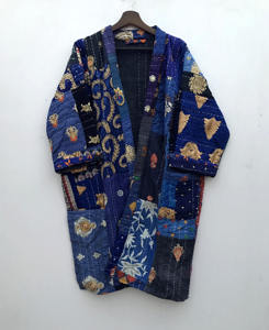 Kimono indien fait main en coton kantha pour femme et homme, élégant vêtement de plage, peignoir, couvre-maillot de bain, kimono patchwork, cadeau pour elle - Product Image 2