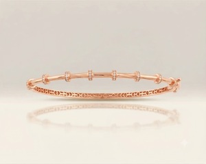 Pulsera de Oro Rosa de 14K con Diamante de Laboratorio de 0.20ct, Diseño Trenzado y Eslabones en Tono Bar, con Eslabón Decorativo Elegante, Set de Regalo Personalizado - Product Image 3