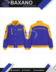 Chaqueta de sarga de algodón estilo carreras Sigma Gamma Rho SGR, ropa griega de hermandad, chaqueta de carreras con cuello alto y bloques de color - Product Image 4