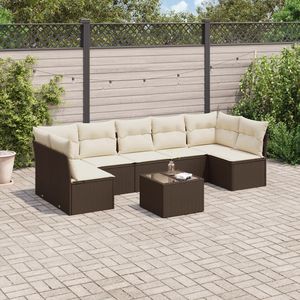 Set Divano da Giardino Marrone con Cuscini, 6 Posti, in Rattan, Arredamento da Esterno dal Design Contemporaneo - Product Image 1