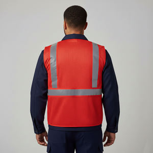 Gilet de sécurité haute visibilité en maille respirante avec bande réfléchissante, durable et anti-boulochage, pour les travailleurs de la construction et des entrepôts - Product Image 5