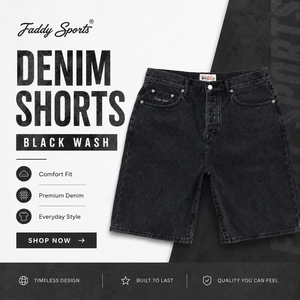 Shorts en jean noir pour homme, coupe ample, style streetwear, décontracté, en coton délavé, hip-hop, été, grandes tailles - Product Image 5