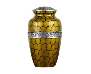 Beautifully Yellow Curved Shape Handcrafted <b>Large</b> Urn for Human Ashes Adult - Beautiful Memorial Cremation Urns Adult Ashes <b>Box</b> - Product Image 1