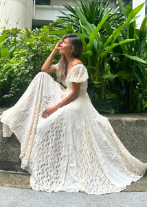 Vintage White Eco-Friendly Maxi Dress Women <b>Boho</b> Shoulder Spaghetti Strap Embroidery Hollow Natural Waist Organic Cotton Summer - Product Image 3