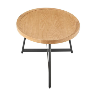 Designer Round Shape Metal And Wooden Coffee <b>Table</b> Black & <b>Brown</b> Finished For Home Living Room Decorative Furniture - Product Image 2
