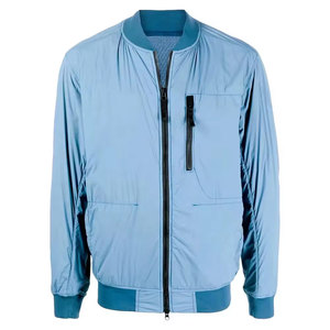 Blouson bomber coupe-vent gris foncé pour homme, col montant, fermeture éclair, décontracté, 100 % polyester, rembourré, vêtement d'extérieur pour l'automne - Product Image 1