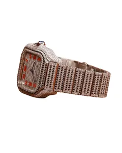 Nuevo reloj de pulsera personalizado con diamantes de moissanita redondos para hombre, con esfera romana inteligente, ideal para bodas y fiestas. - Product Image 3