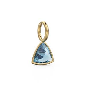 London Blue Topaz 5mm 14k Yellow <b>Solid</b> <b>Gold</b> Charm <b>Pendant</b> Bezel Jewelry Finding / November Birthstone / Trillion Cut Blue - Product Image 4
